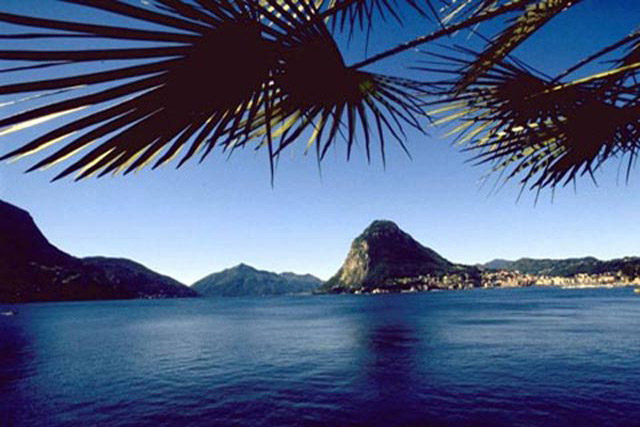 View of the town and of the lake of Lugano from the East